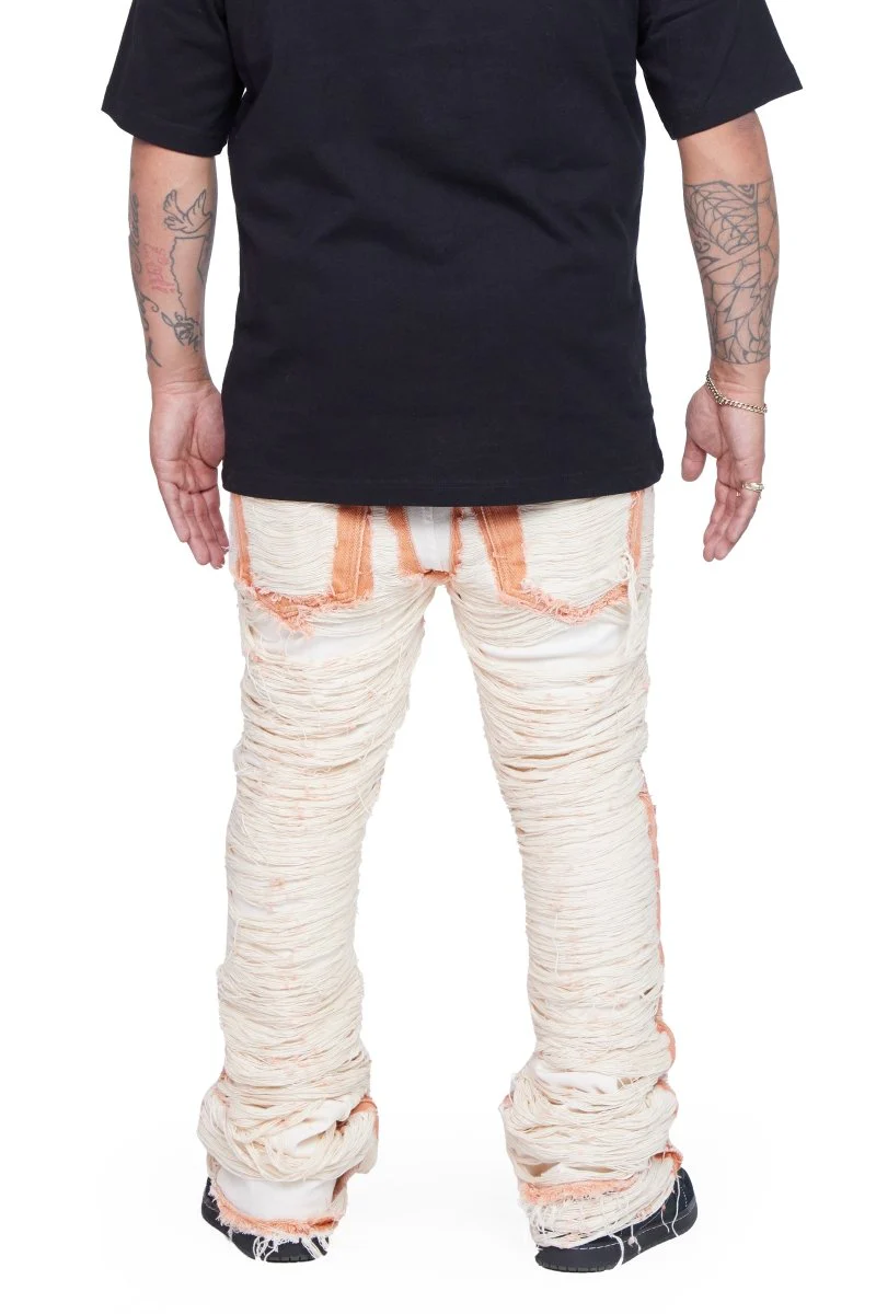 "RAVAGED" STACKED FLARE JEAN OFF-WHITE - Image 3
