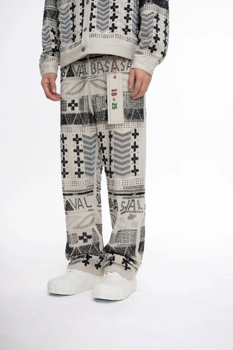 Dedication White Multi Hand Beaded Pants - Image 4