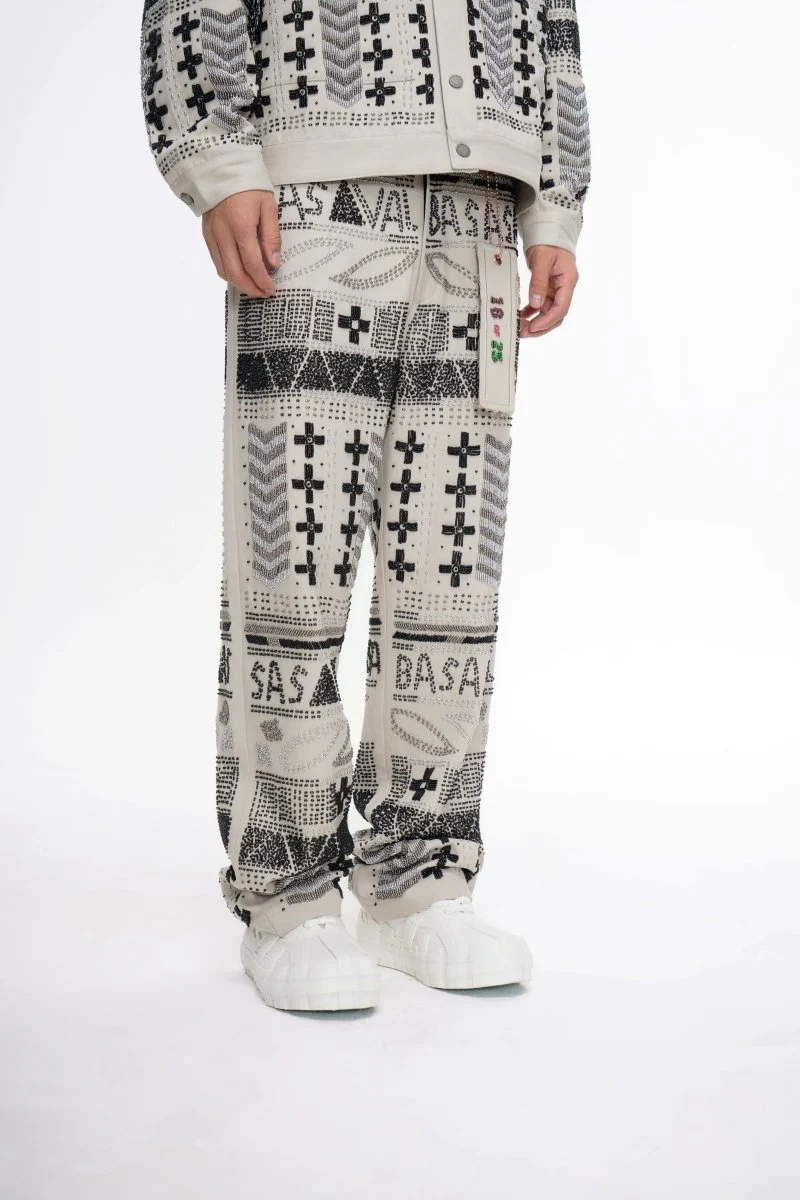 Dedication White Multi Hand Beaded Pants - Image 5