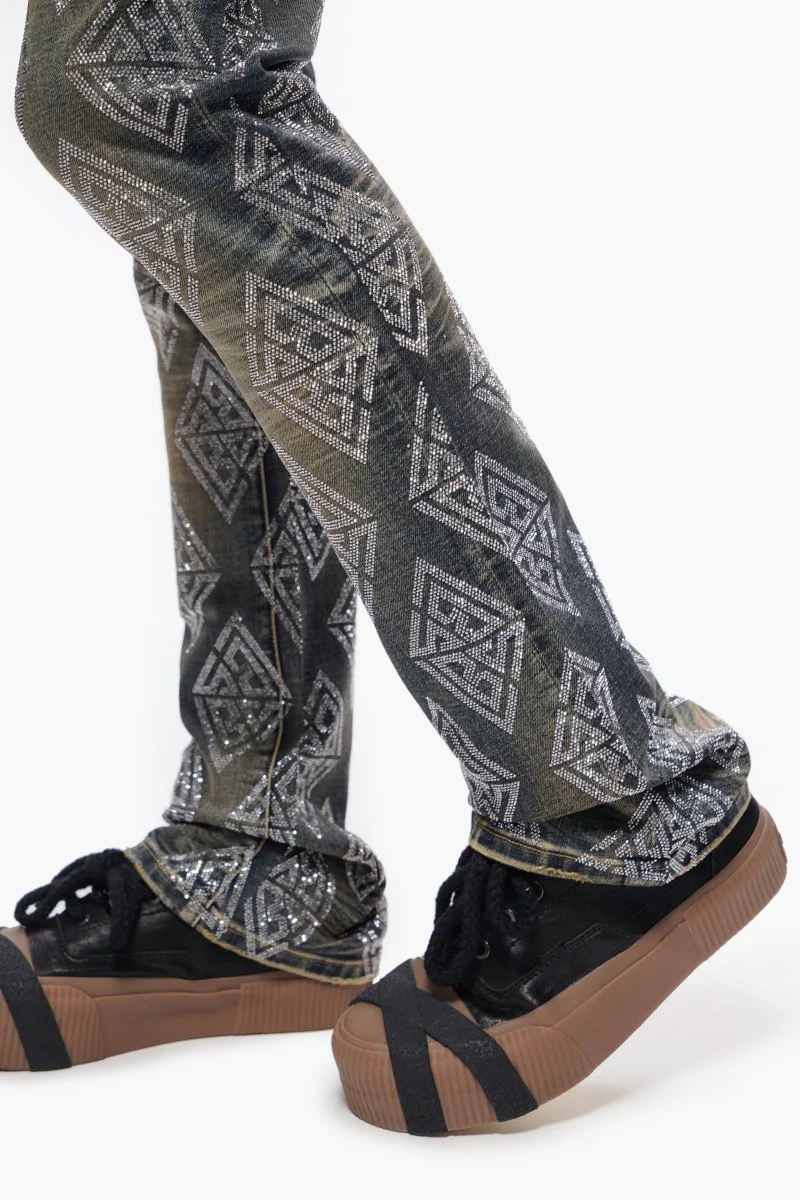 Glim Stacked Flare Jeans Dark Blue Wash - Image 10