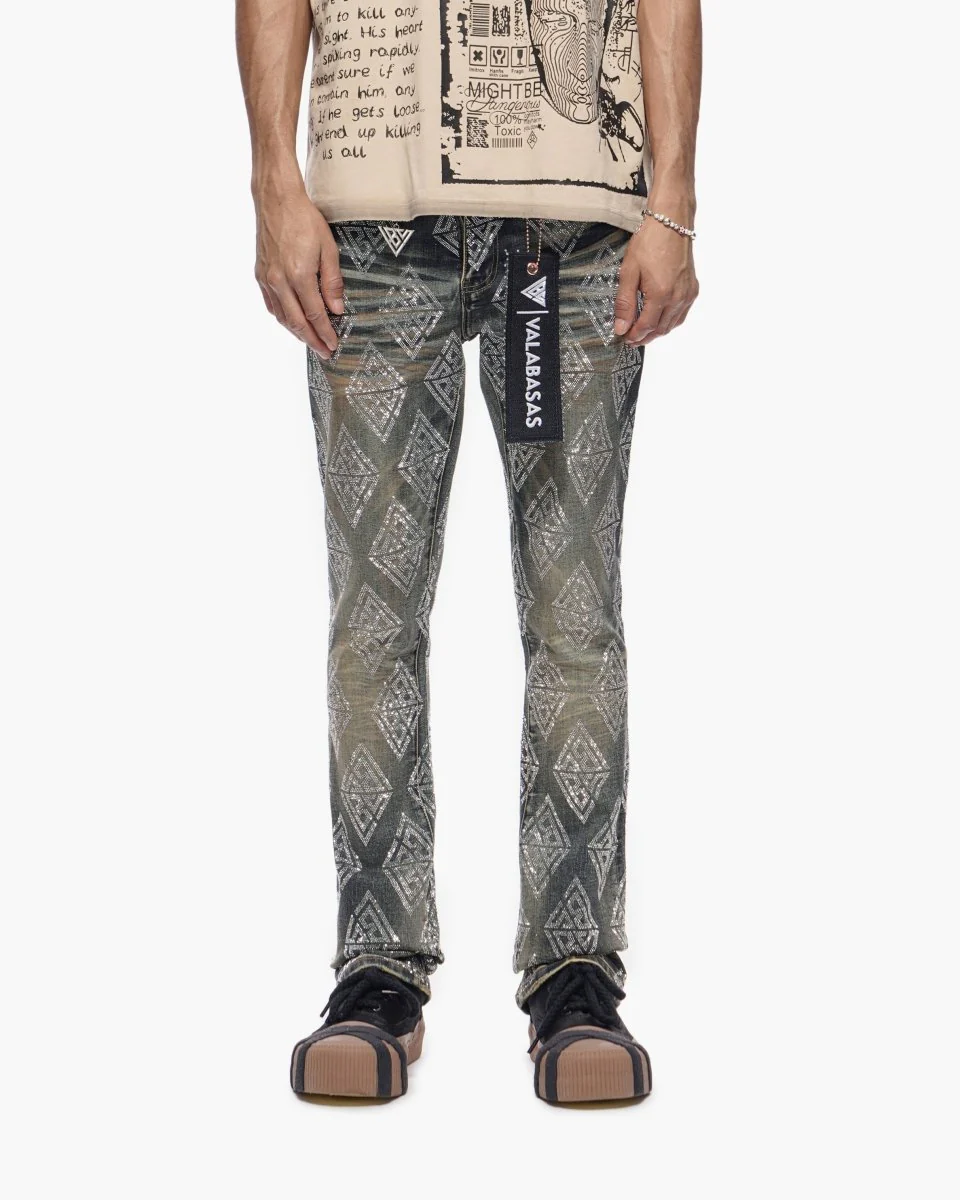 Glim Stacked Flare Jeans Dark Blue Wash - Image 4