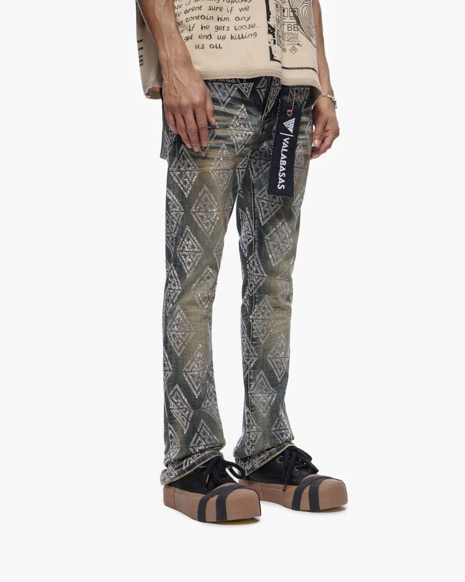 Glim Stacked Flare Jeans Dark Blue Wash - Image 5