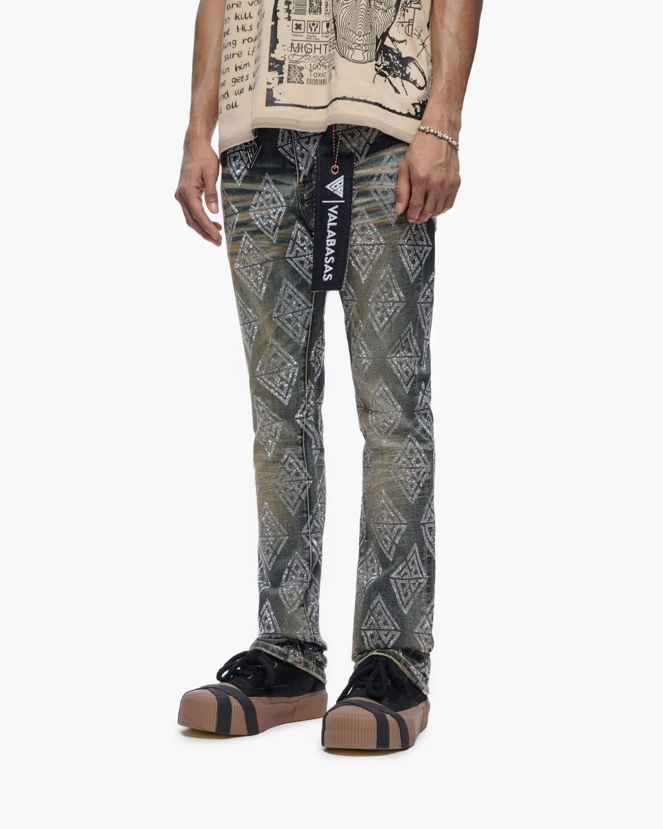 Glim Stacked Flare Jeans Dark Blue Wash - Image 6