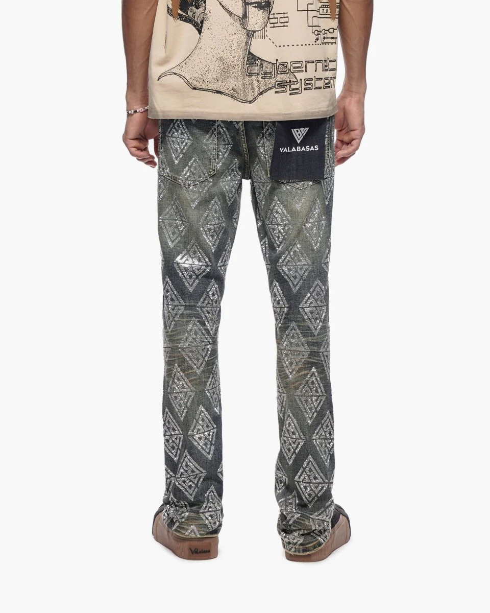 Glim Stacked Flare Jeans Dark Blue Wash - Image 8