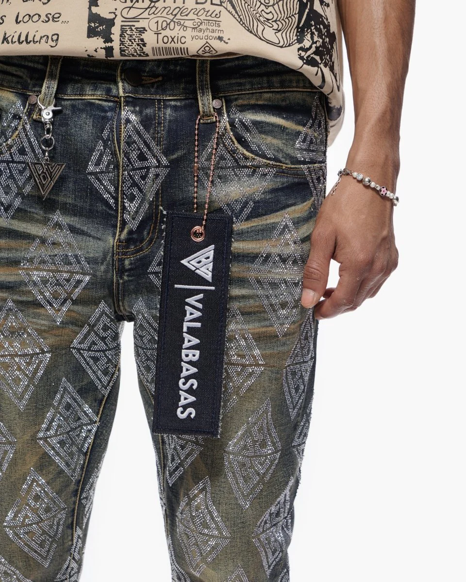 Glim Stacked Flare Jeans Dark Blue Wash - Image 9