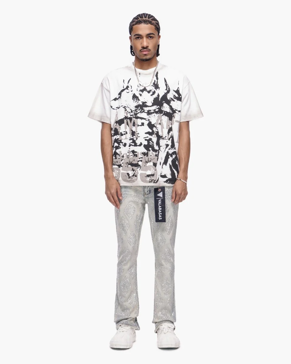 Glim Stacked Flare Jeans Light Blue Wash - Image 3