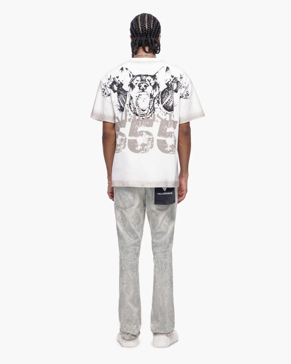 Glim Stacked Flare Jeans Light Blue Wash - Image 4