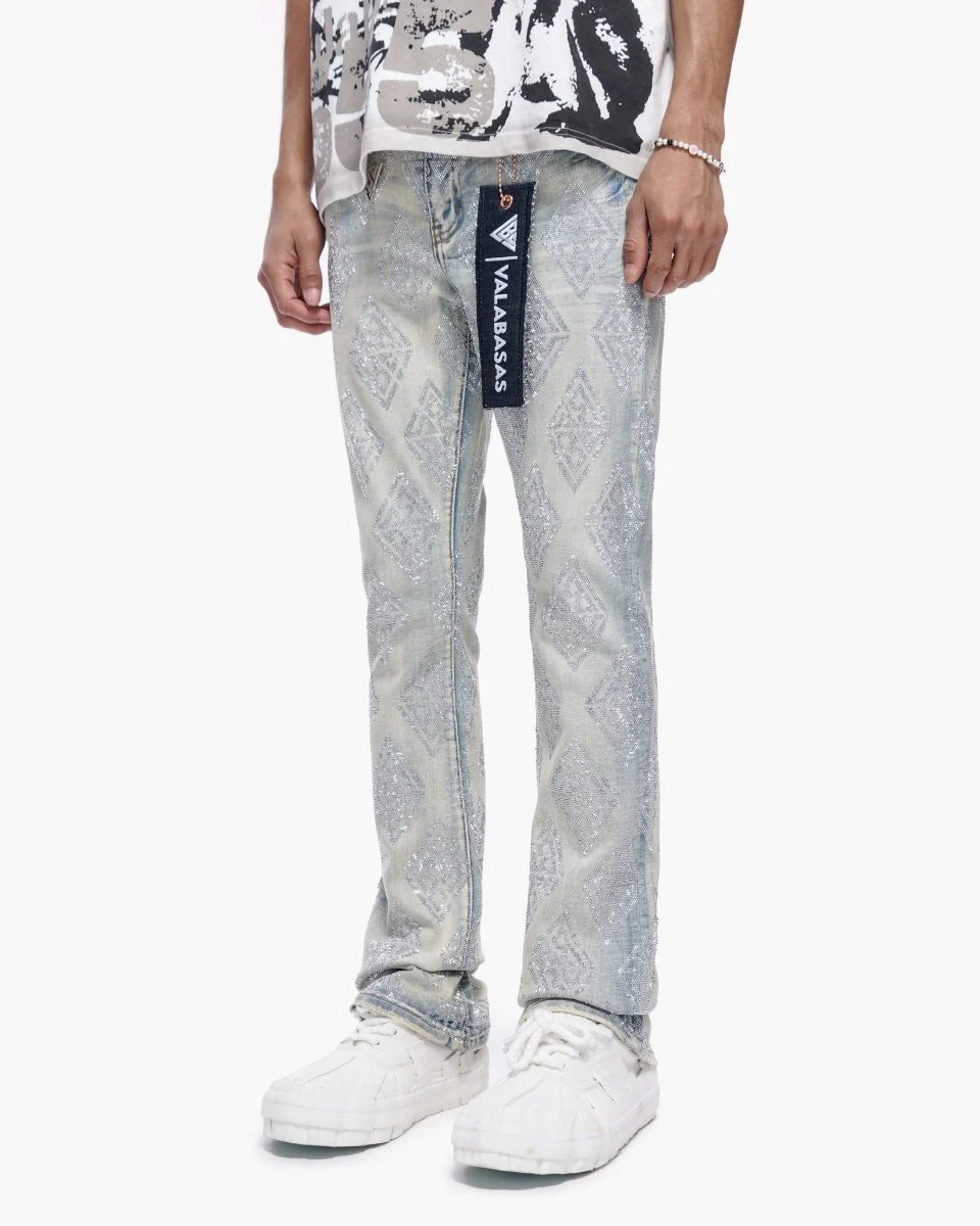 Glim Stacked Flare Jeans Light Blue Wash - Image 6