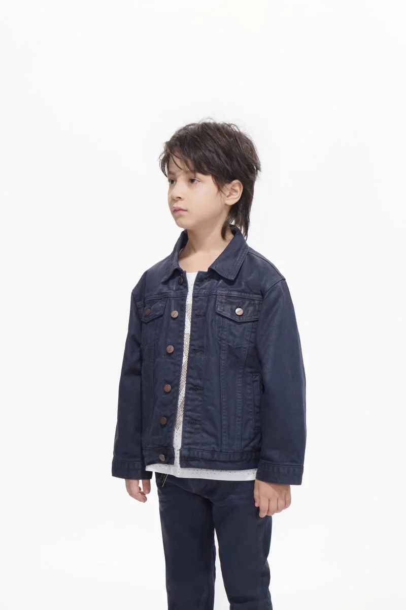 Hideout Kids Navy Waxed Jacket - Image 4