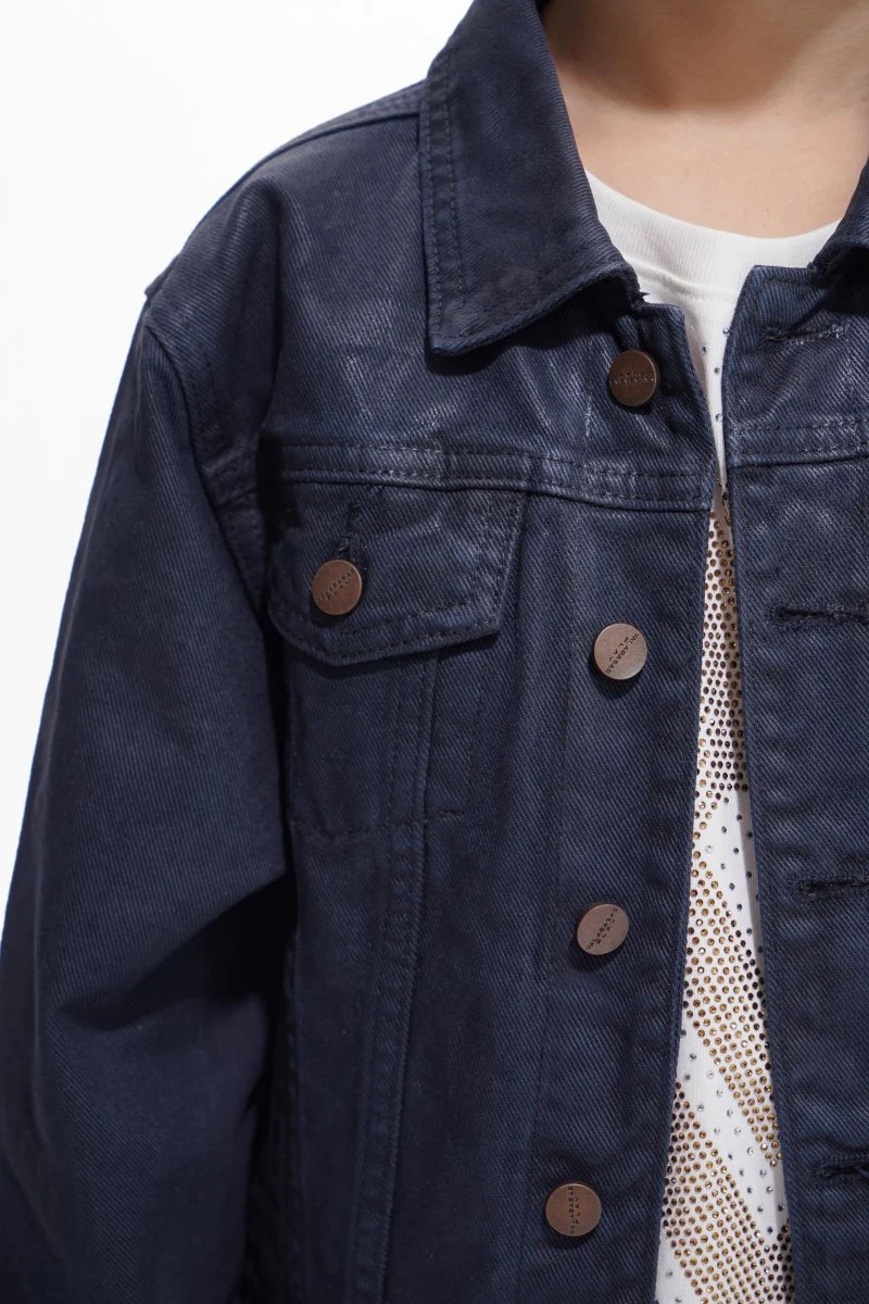 Hideout Kids Navy Waxed Jacket - Image 5