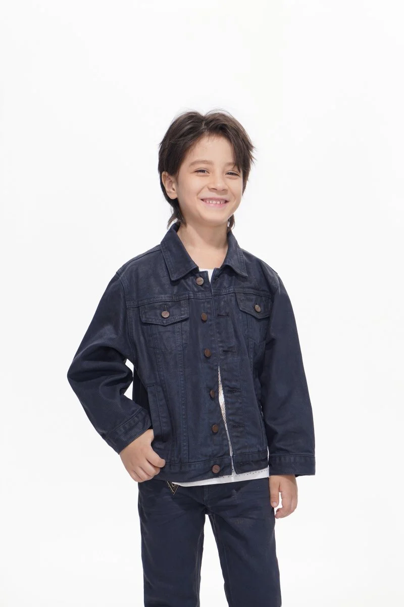 Hideout Kids Navy Waxed Jacket - Image 8