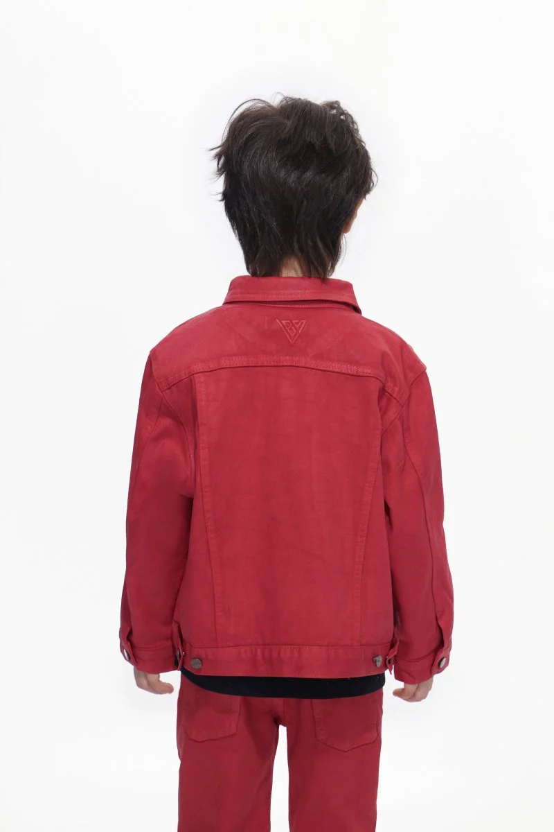 Hideout Kids Red Waxed Jacket - Image 3