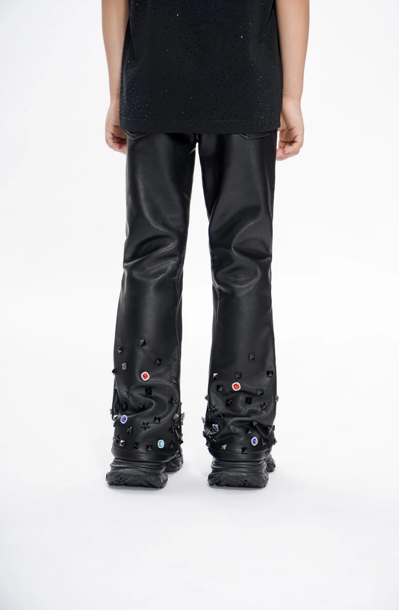 Ion Kids Black Leather Stacked jean - Image 3