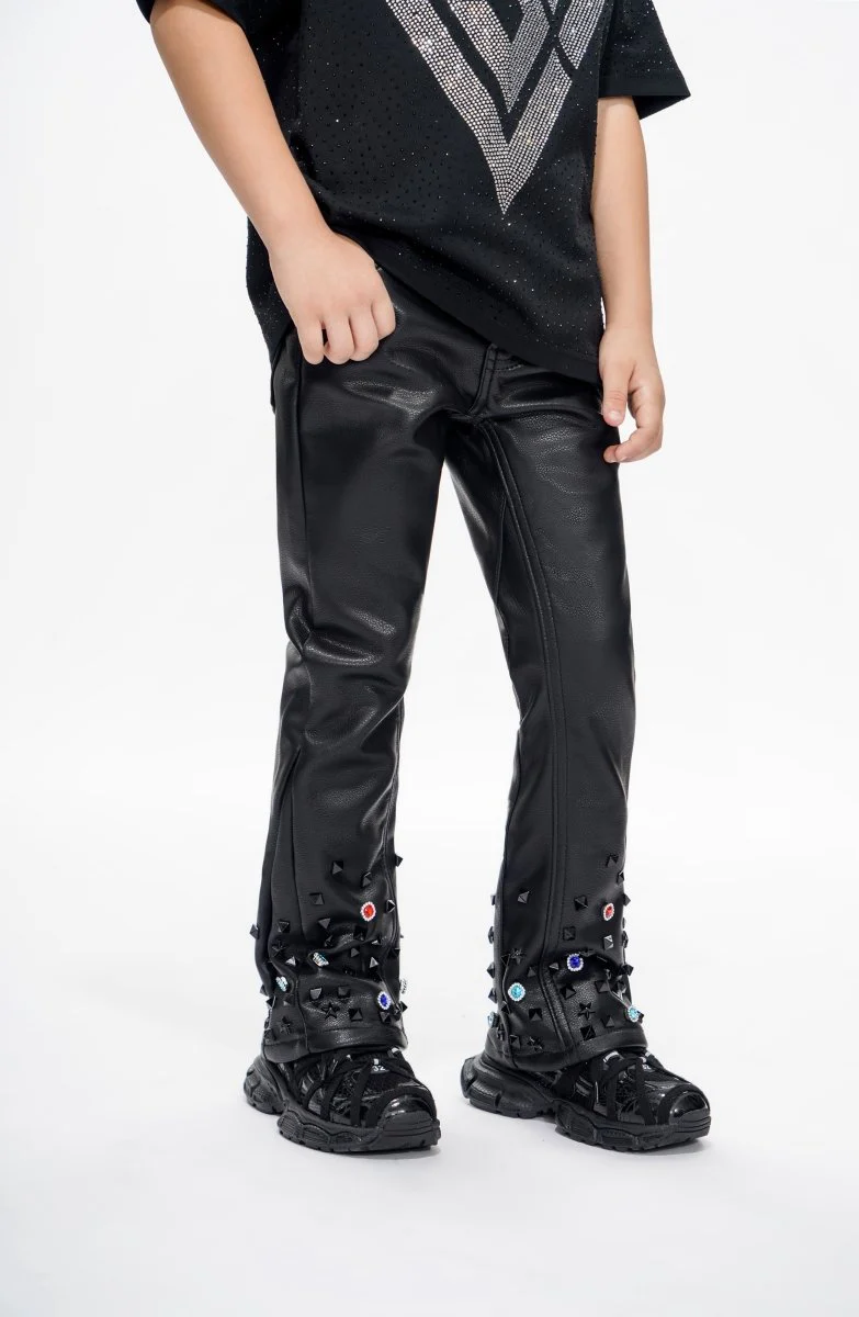 Ion Kids Black Leather Stacked jean - Image 5