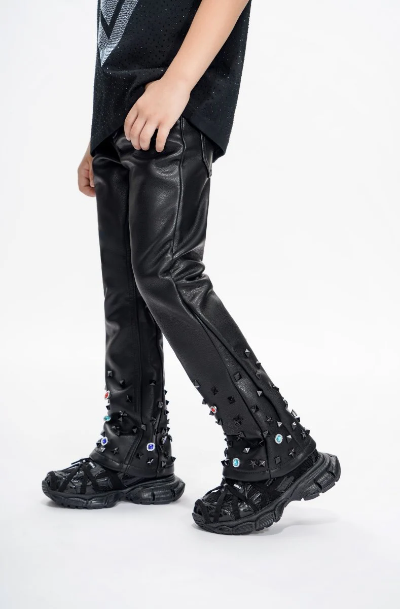 Ion Kids Black Leather Stacked jean - Image 6