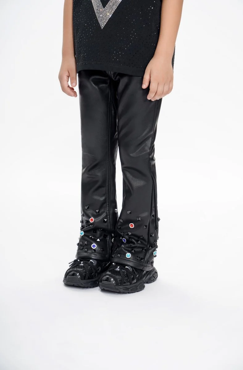 Ion Kids Black Leather Stacked jean - Image 8