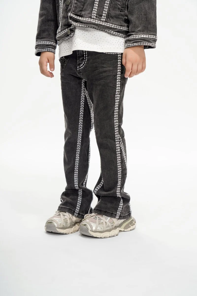 Cody Kids Grey Washed Stacked Jeans - Image 6
