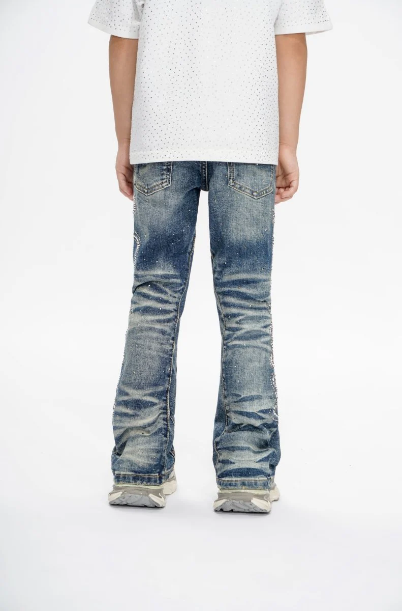 Lattice Kids Dark Blue Skinny Jeans - Image 3