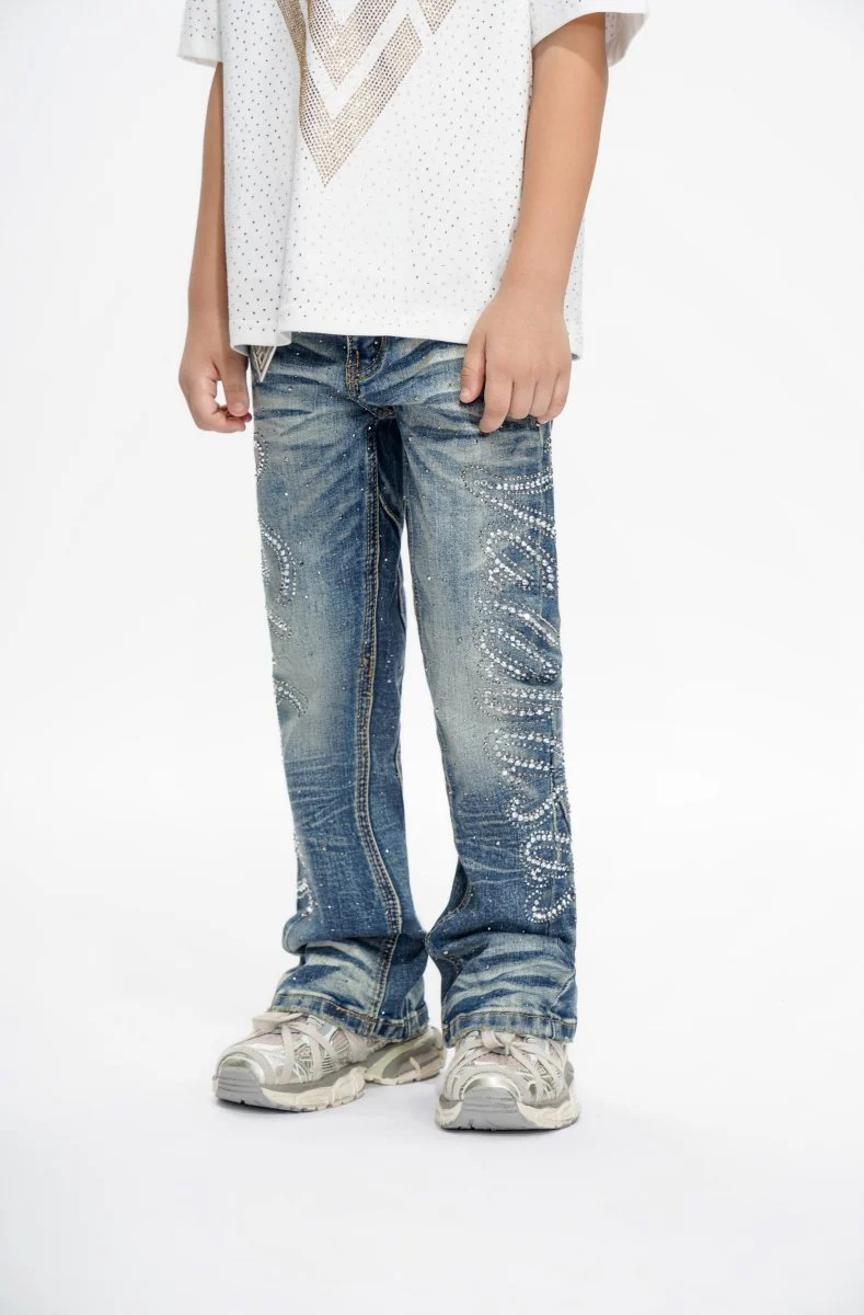 Lattice Kids Dark Blue Skinny Jeans - Image 5