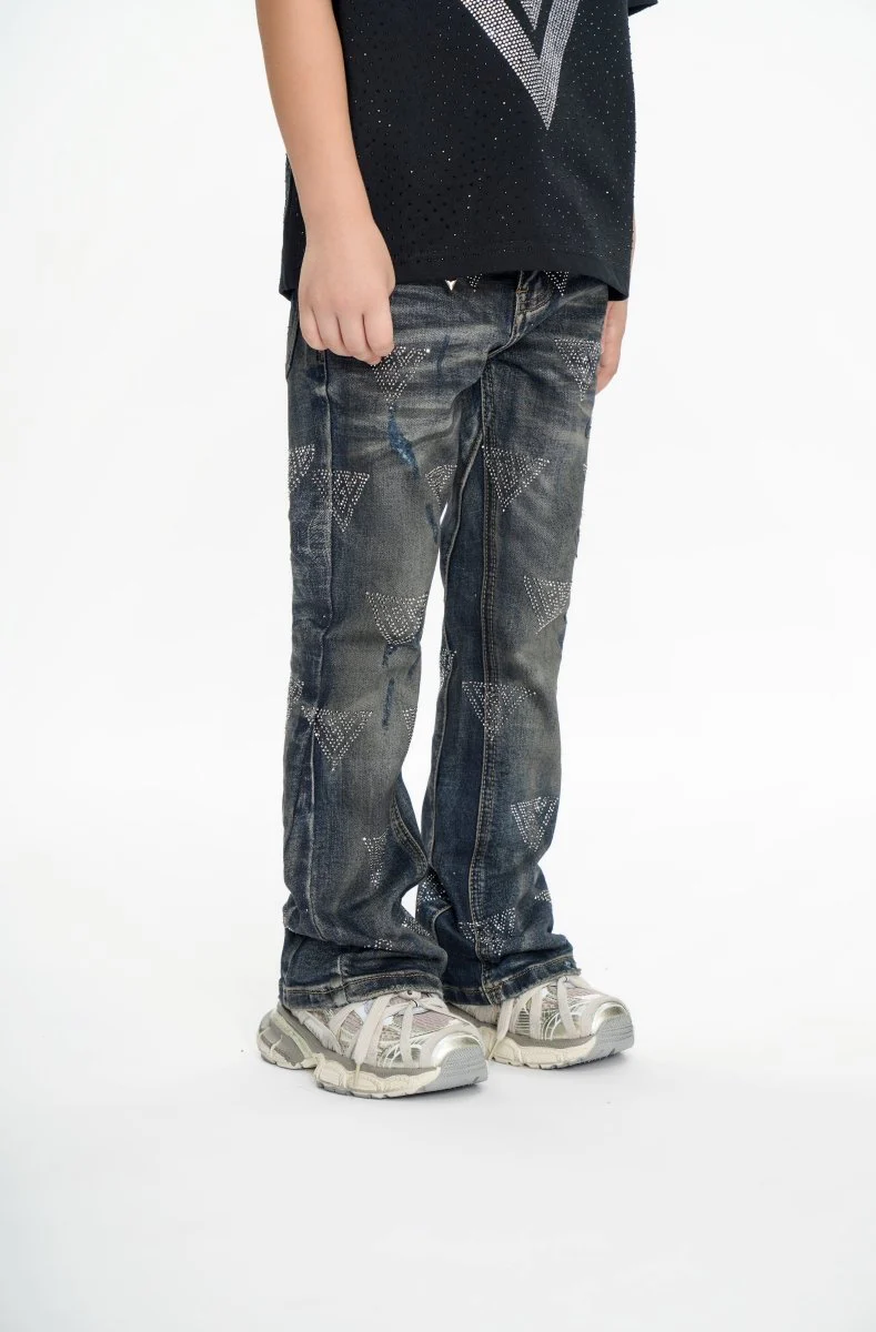 Show Kids Dark Dirty Blue Stacked Jeans - Image 4