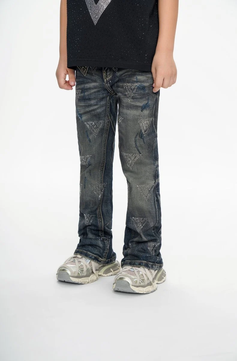 Show Kids Dark Dirty Blue Stacked Jeans - Image 5