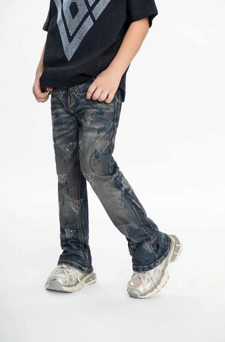 Show Kids Dark Dirty Blue Stacked Jeans - Image 6
