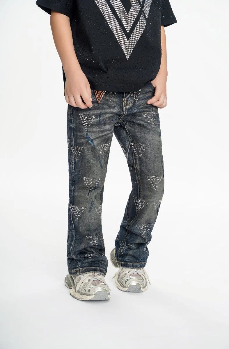 Show Kids Dark Dirty Blue Stacked Jeans - Image 7