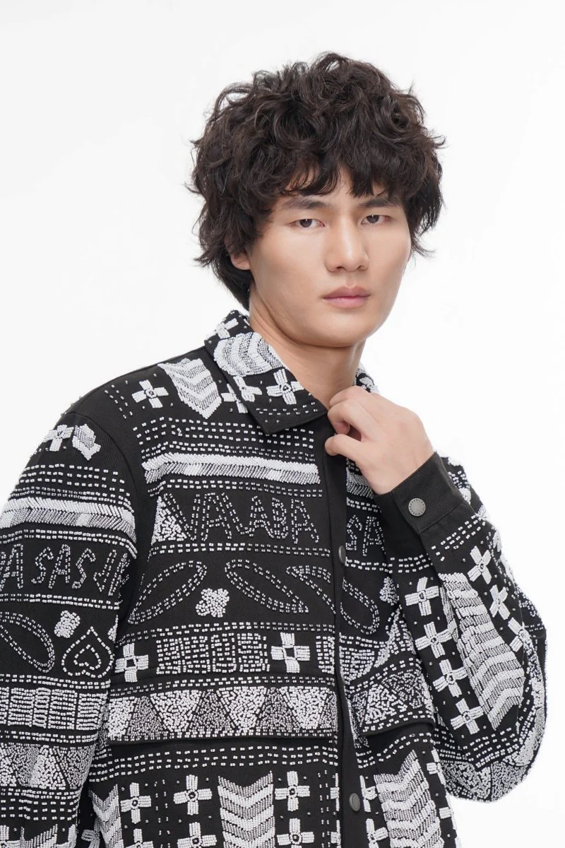 Time Grey Multi Hand Beaded Jacket - Image 3