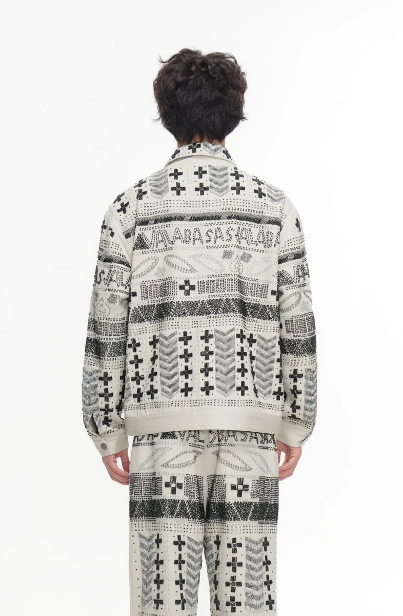 Time White Multi Hand Beaded Jacket - Image 3