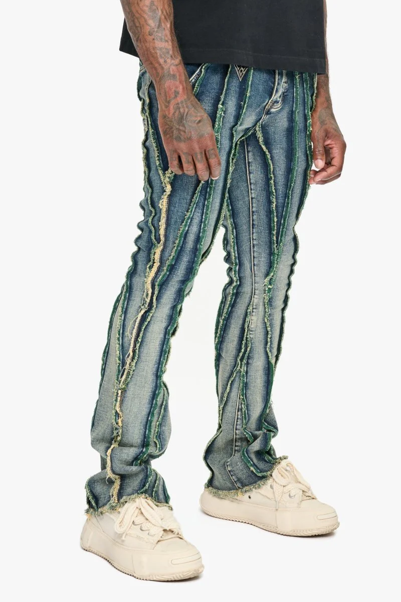 Twisted Stacked Denim Blue Green wash - Image 3