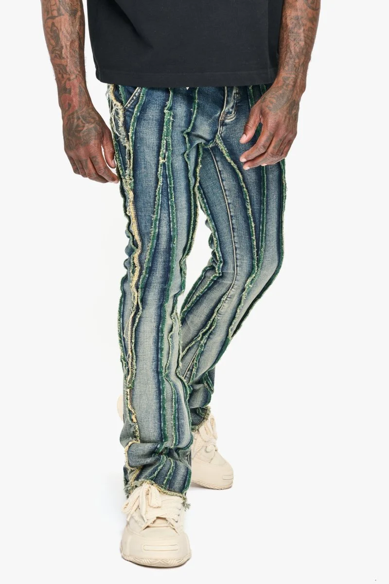 Twisted Stacked Denim Blue Green wash - Image 5