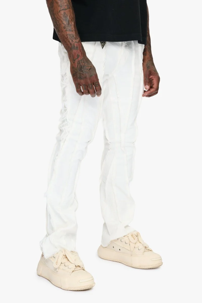 Twisted Denim Jean Stacked White - Image 3
