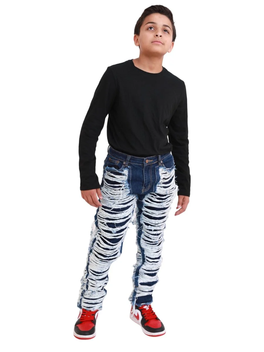 VPLAY KIDS JEAN "RAVAGED" INDIGO - Image 4